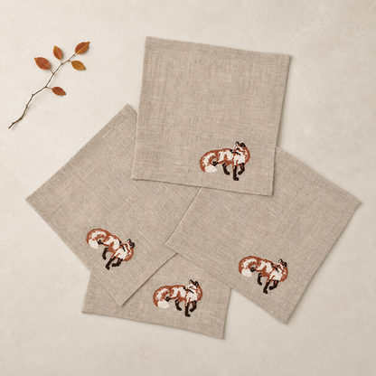 Cortina Volpe Cocktail Napkins in Oatmeal Stone — Set of 4