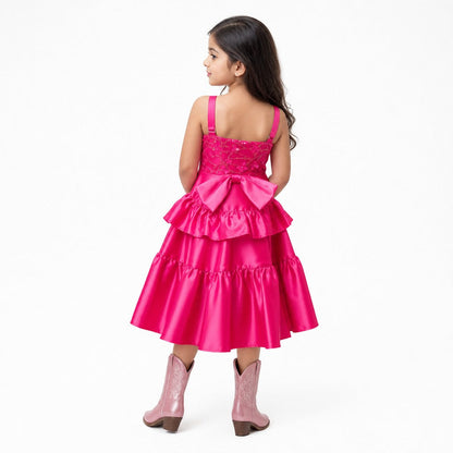 Wildflower Cowgirl Hot Pink Ruffle Birthday Dress for Girls