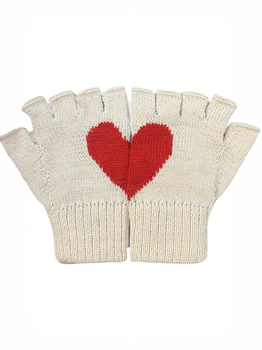 I Love You Alpaca Wool Fingerless Gloves