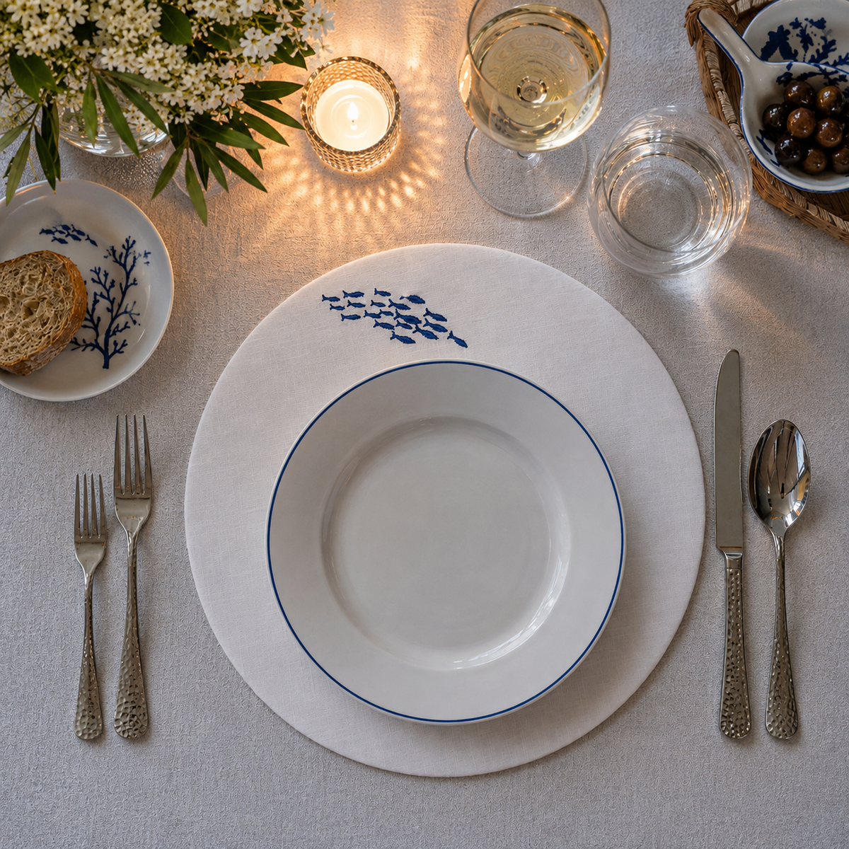 Amalfi Sardines Placemats in Off-White – Set of 2