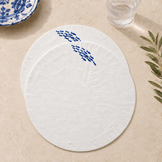 Amalfi Sardines Placemats in Off-White – Set of 2