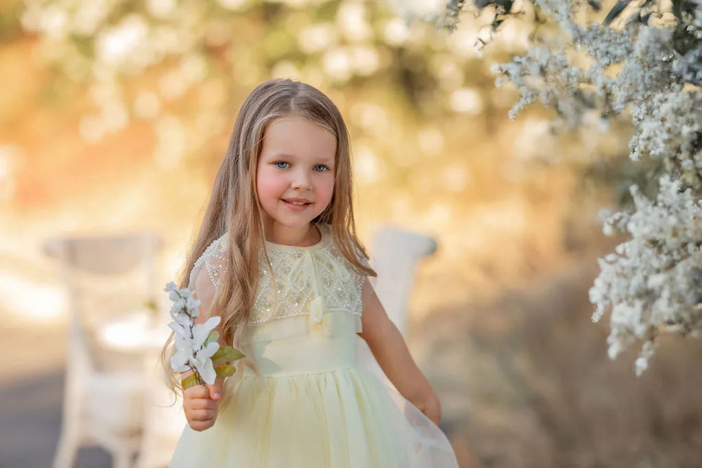 Buttercream Belle Pearl Capelet Flower Girl Dress