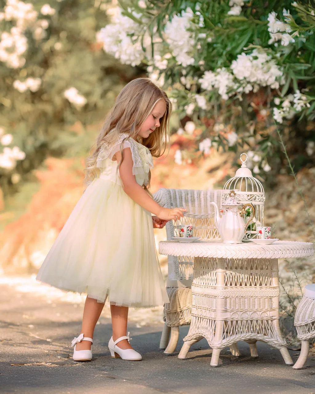 Buttercream Belle Pearl Capelet Flower Girl Dress