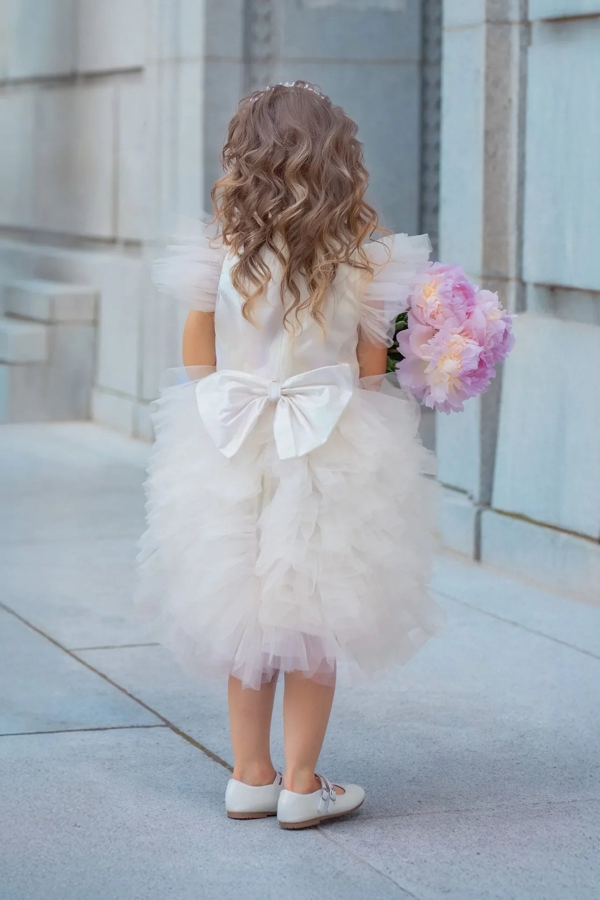 Celestial Fairy White Tulle Flower Girl Dress