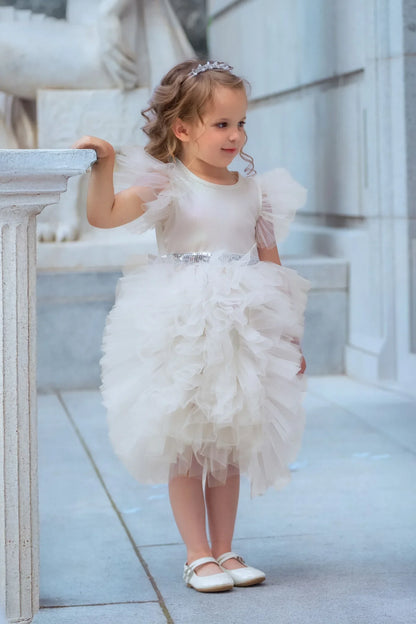 Celestial Fairy White Tulle Flower Girl Dress