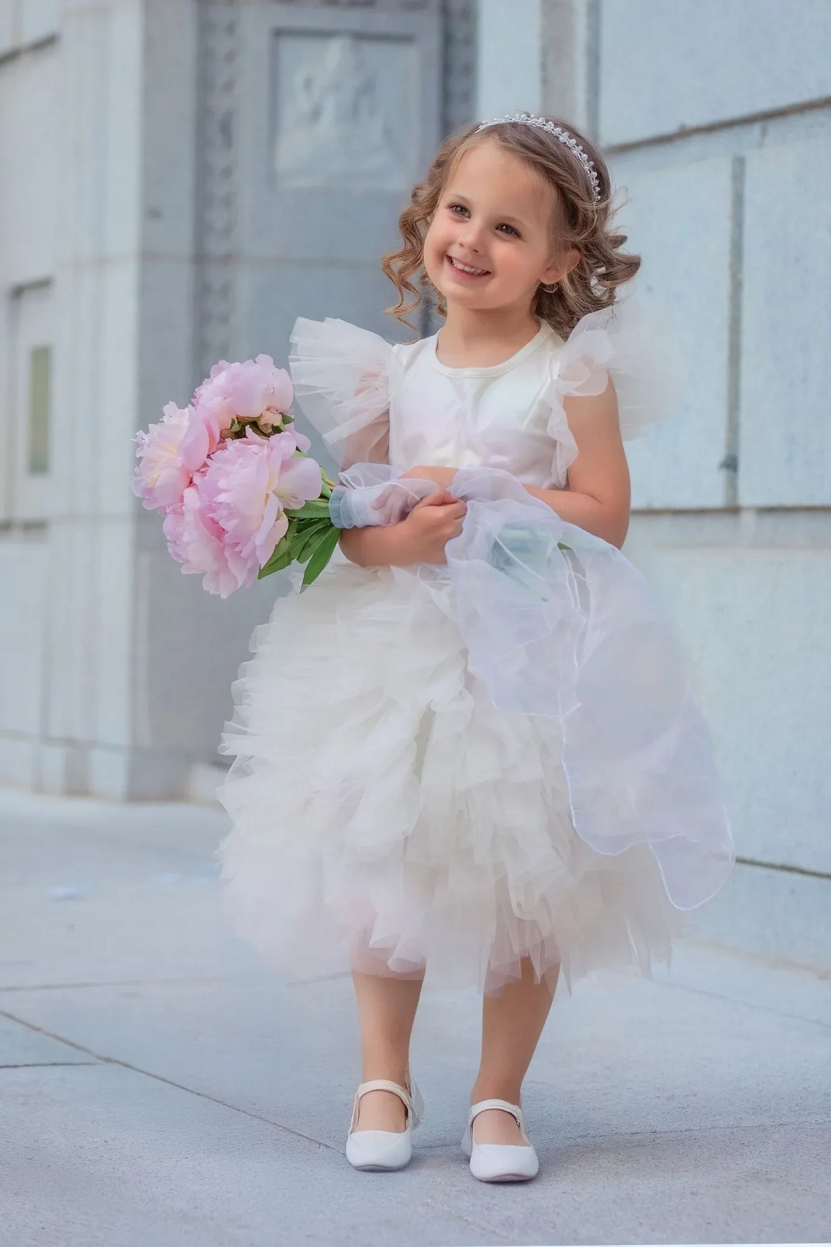 Celestial Fairy White Tulle Flower Girl Dress