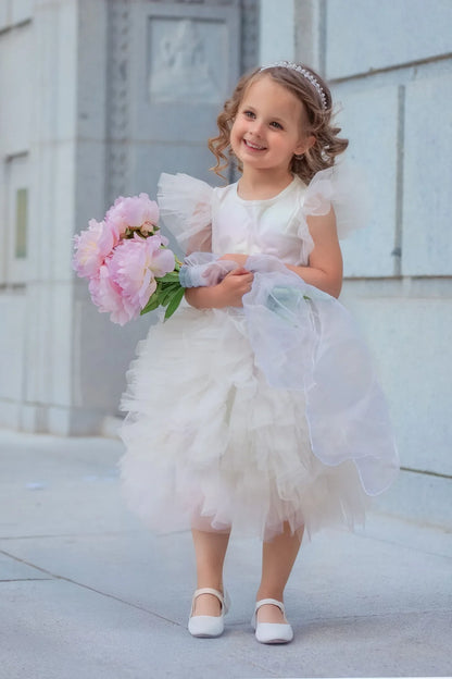Celestial Fairy White Tulle Flower Girl Dress
