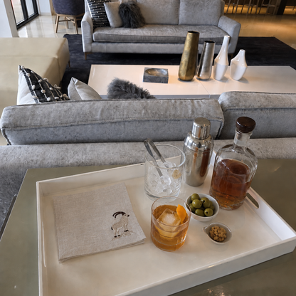Cortina Stambecco Cocktail Napkins in Oatmeal Stone — Set of 4