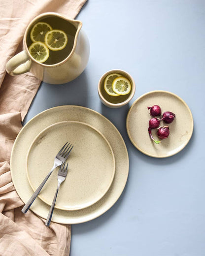Cream Custard Handmade Dinner Plates - Set of 4