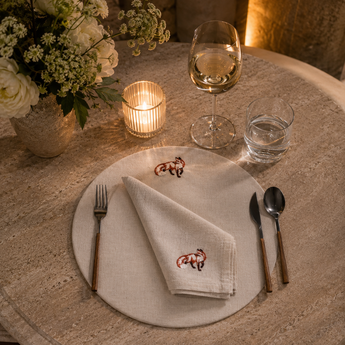 Cortina Volpe Placemats in Oatmeal Stone — Set of 2