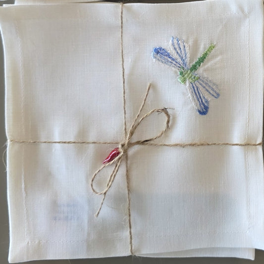Toscana Dragonfly Cocktail Napkins in Off-White – Set of 4