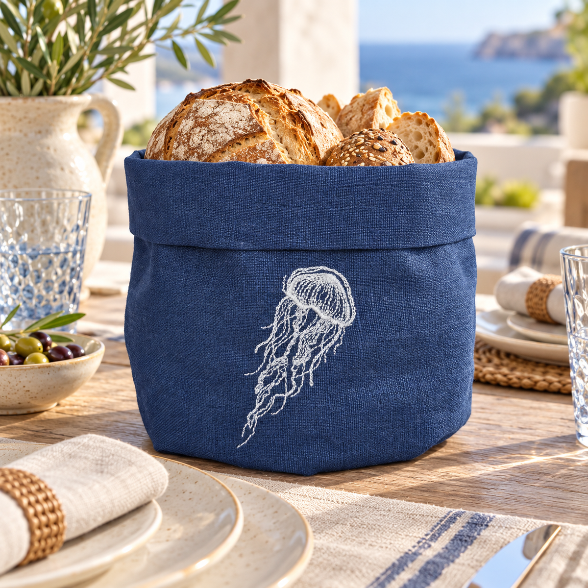 Amalfi Jellyfish Basket in Mediterranean Blue