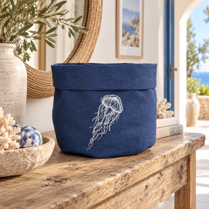 Amalfi Jellyfish Basket in Mediterranean Blue