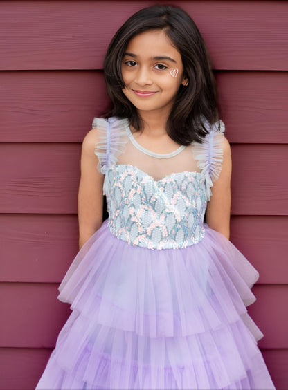 Lilac Dream Tiered Tulle Birthday Dress for Girls