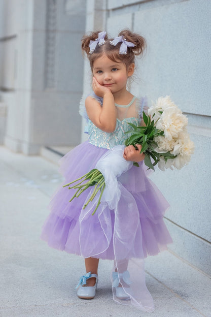 Lilac Dream Tiered Tulle Birthday Dress for Girls