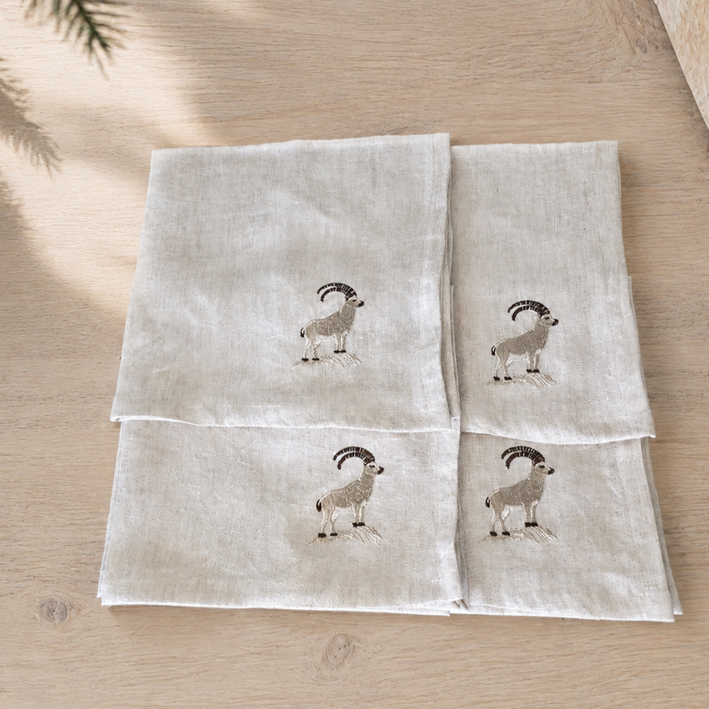Cortina Stambecco Napkins in Oatmeal Stone — Set of 4