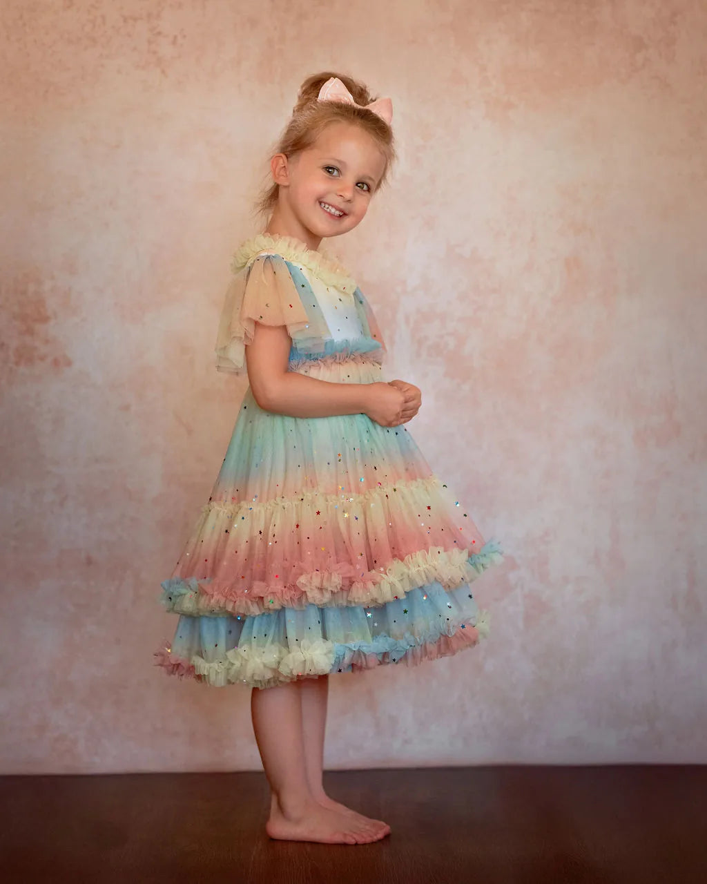 Pastel Stardust Layered Tulle Birthday Dress for Girls