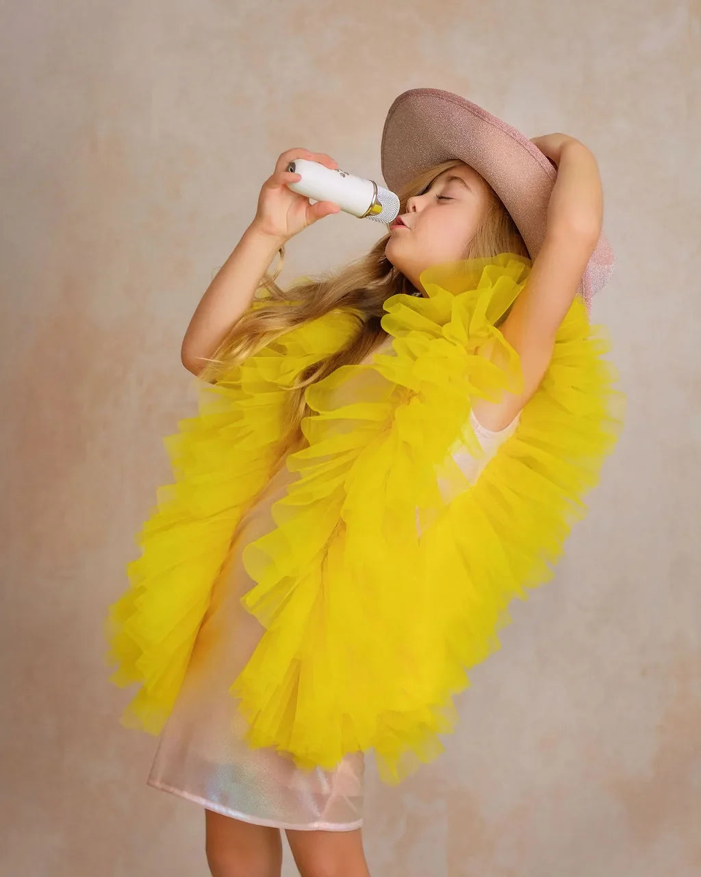Radiant Yellow Fairy Wings Tulle Birthday Dress for Girls