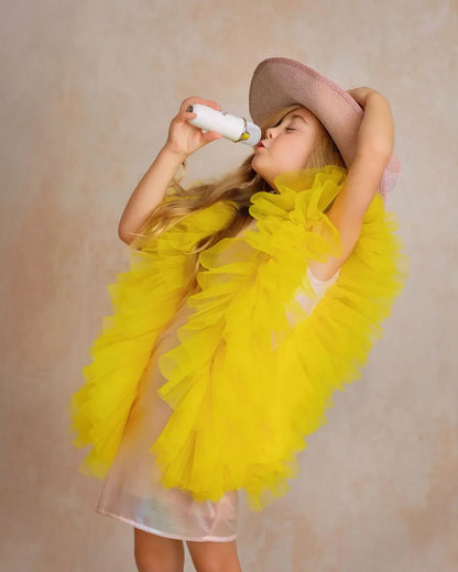 Radiant Yellow Fairy Wings Tulle Birthday Dress for Girls