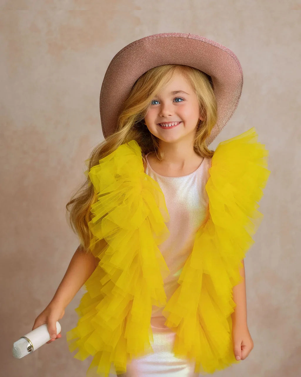 Radiant Yellow Fairy Wings Tulle Birthday Dress for Girls