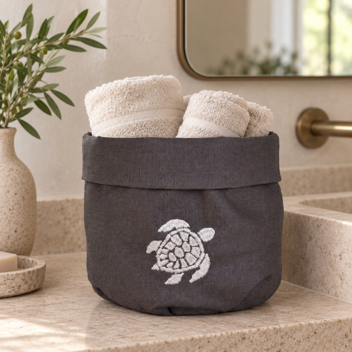 Toscana Turtle Basket in Dark Taupe