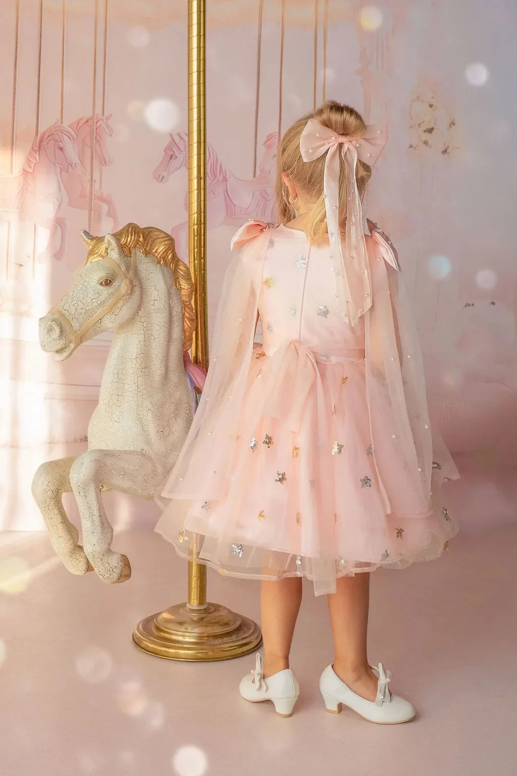 Twinkle Star Blush Pink Sequin Birthday Dress for Girls