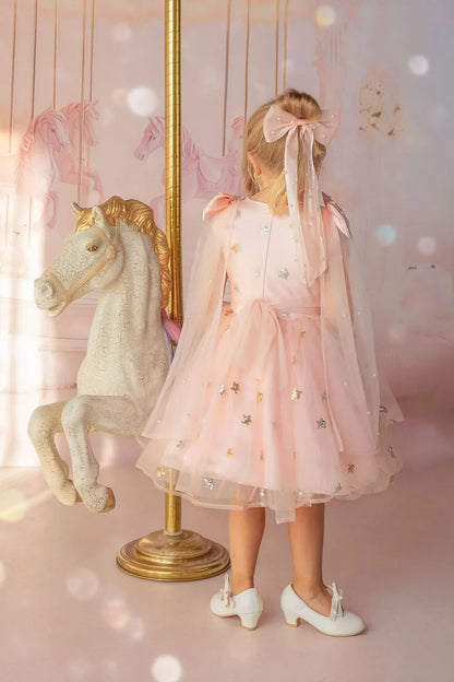 Twinkle Star Blush Pink Sequin Birthday Dress for Girls