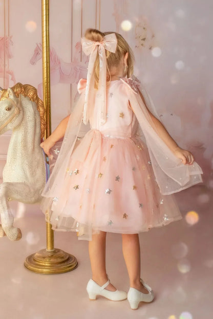Twinkle Star Blush Pink Sequin Birthday Dress for Girls
