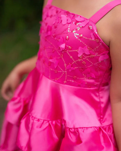 Wildflower Cowgirl Hot Pink Ruffle Birthday Dress for Girls