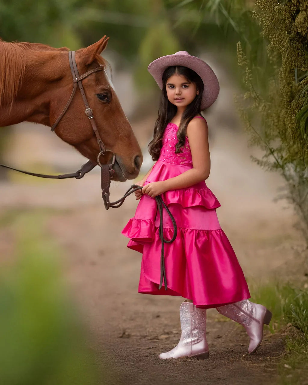 Wildflower Cowgirl Hot Pink Ruffle Birthday Dress for Girls